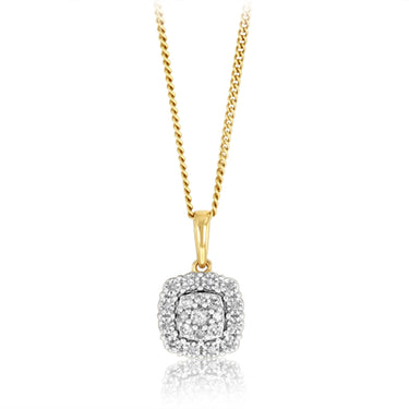 1/6 Carat Diamond Pendant in 9ct Yellow Gold