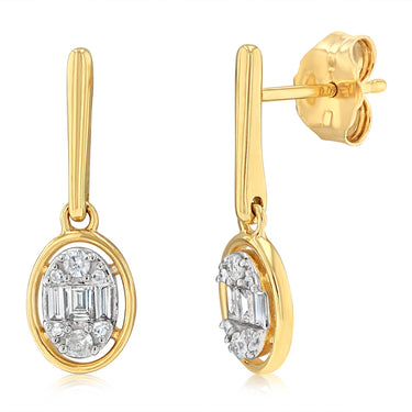 1/6 Carat Diamond Stud Earrings in 9ct Yellow Gold