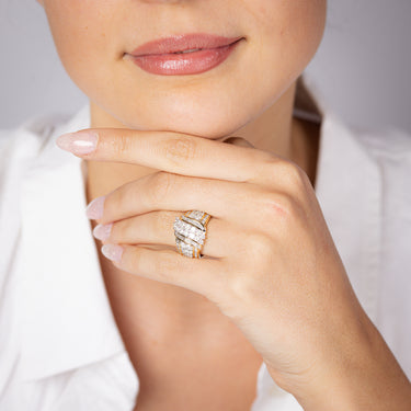 1.9 Carats Diamond Dress Ring in Gold Plated Silver