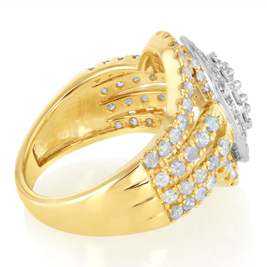 2 Carat Natural Diamond Ring in 9ct Yellow Gold and Sterling Silver