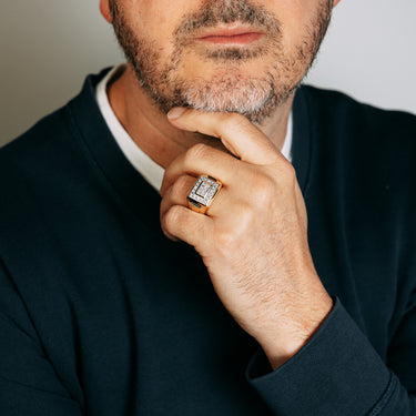 1/4 Carat Diamond Gents Ring in Gold Plated Sterling Silver