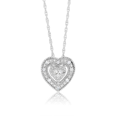 1/10 Carat Diamond Pendant on 45cm Chain in Sterling Silver