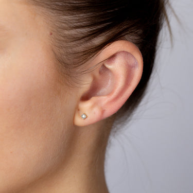 2 Diamond Stud Earrings in Gold Plated Silver