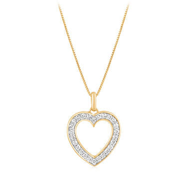 1/3 Carat Diamond Heart Pendant on 45cm Chain in Gold Plated Silver