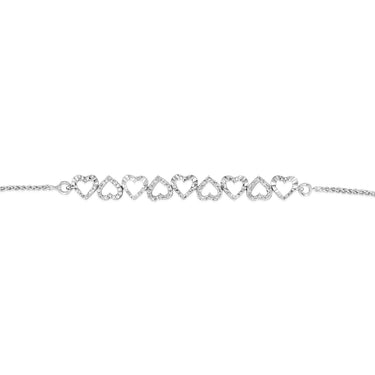 1/6 Carat Diamond Heart Bracelet Adjustable 23cm in Sterling Silver
