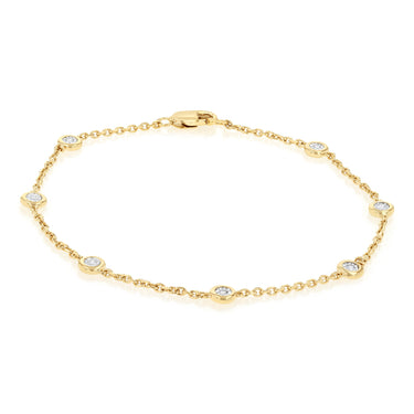 7 Diamond 17.5cm Fancy Bracelet in Gold Plated Silver