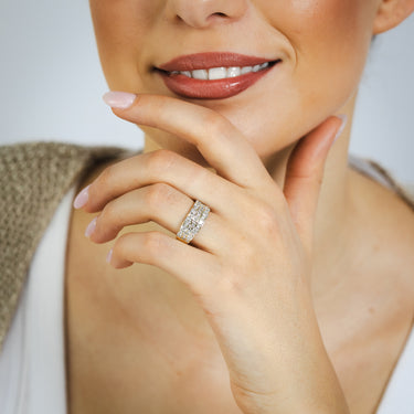 1 Carat Diamond Ring with Round Brilliant and Baguette Diamonds in 9ct Yellow Gold