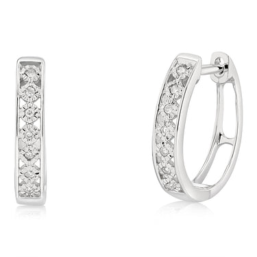 5 Points Diamond Hoop Earrings in 9ct White Gold