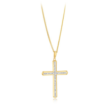 1/6 Carat Diamond Cross Pendant in 9ct Yellow Gold