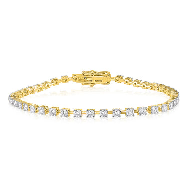 2 Carats Diamond Tennis Bracelet 17.5 cm in 9ct Yellow Gold