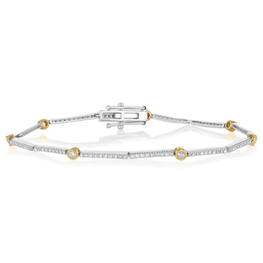 1/2 Carat Diamond Fancy Bracelet White Gold Link with 9ct Yellow Gold Bezel