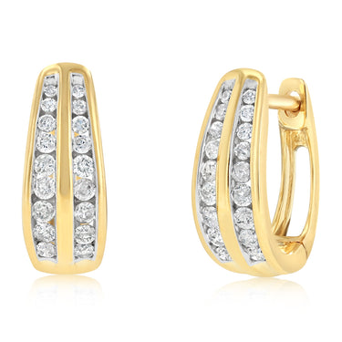 1/4 Carat Diamond Hoop Earrings in 9ct Yellow Gold