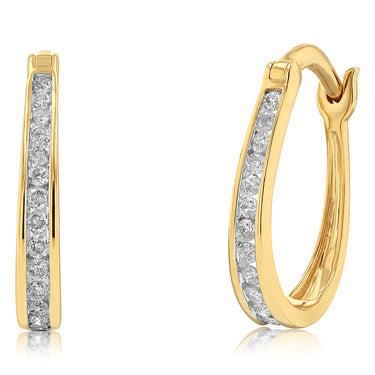 1/4 Carat Diamond Hoop Earrings in 9ct Yellow Gold
