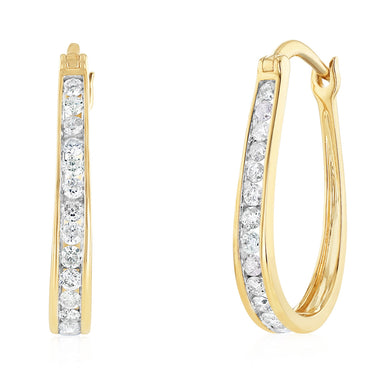 1/2 Carat Diamond Hoop Earring in 9ct Yellow Gold