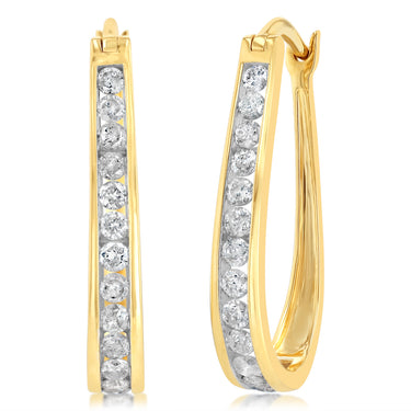1 Carat Diamond Hoop Earrings in 9ct Yellow Gold