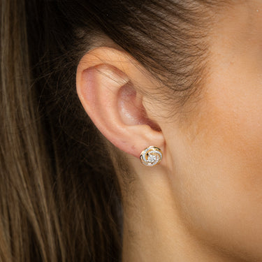 1/10 Carat Diamond Swirl Stud Earrings in 9ct Yellow Gold