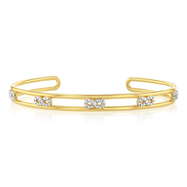 Sterling Silver Gold Plated Diamond Bangle