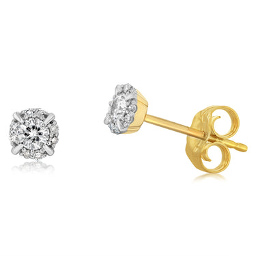 1/5 Carat Diamond Stud Earrings in 9ct Yellow Gold