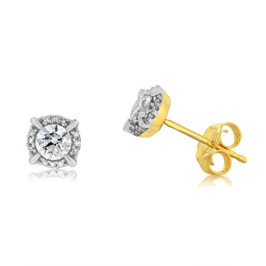 1/2 Carat Diamond Stud Earrings in 9ct Yellow Gold