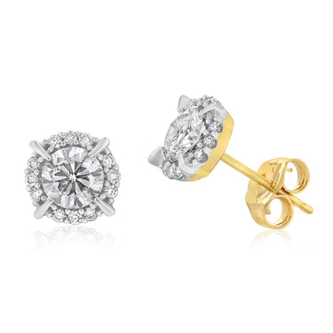 1 Carat Diamond Stud Earrings in 9ct Yellow Gold