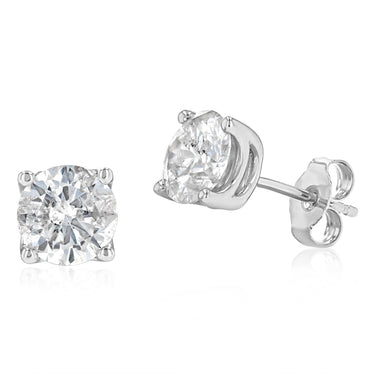 3 Carat Diamond Solitaire Stud Earring in 9ct White Gold