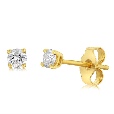 1/3 Carat Diamond Solitaire Stud Earrings in 9ct Yellow Gold