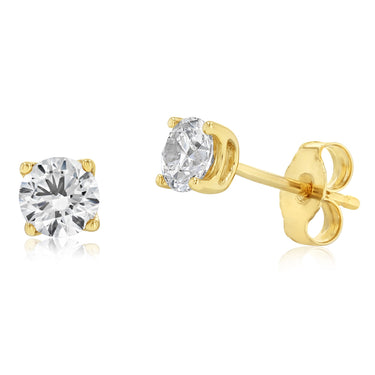 1 Carat Diamond Solitaire Stud Earrings in 9ct Yellow Gold