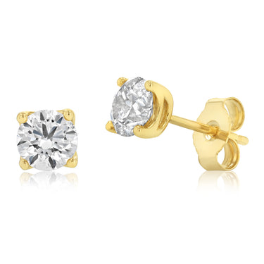 1.40 Carat Diamond Solitaire Stud Earring in 9ct Yellow Gold