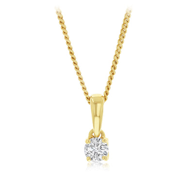 1/6 Carat Diamond Solitaire Pendant in 9ct Yellow Gold
