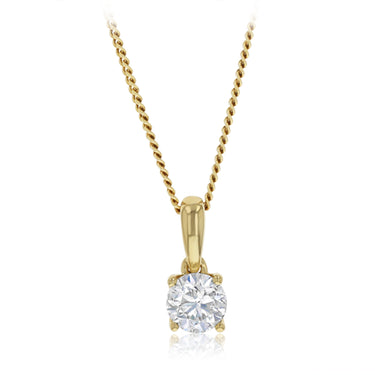 1/2 Carat Diamond Solitaire Pendant in 9ct Yellow Gold