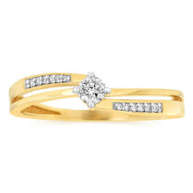 0.13 Carat Diamond Ring in 9ct Yellow Gold