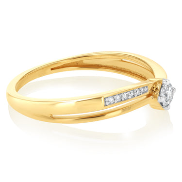 0.13 Carat Diamond Ring in 9ct Yellow Gold