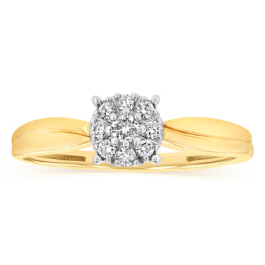 0.13 Carat Diamond Ring in 9ct Yellow Gold