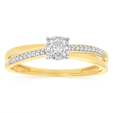 1/6 Carat Diamond Ring in 9ct Yellow Gold