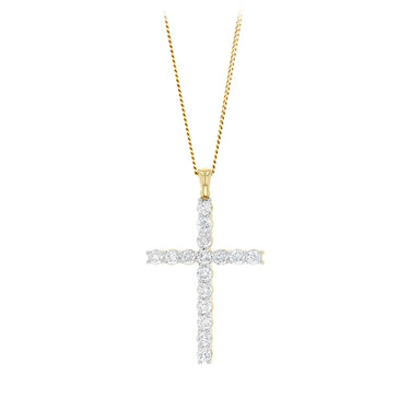 1 Carat Diamond Cross Pendant in 9ct Yellow Gold