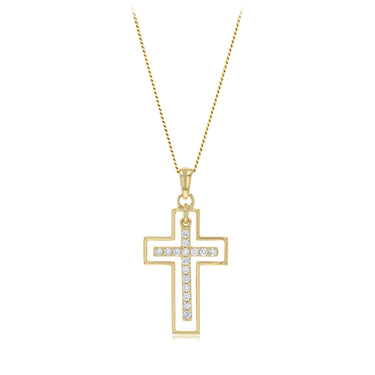 0.24 Carat Diamond Cross Pendant in 9ct Yellow Gold