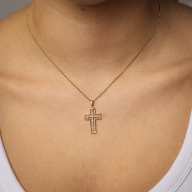 0.24 Carat Diamond Cross Pendant in 9ct Yellow Gold