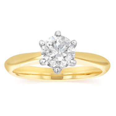 1 Carat Natural Diamond Solitaire Ring in 9ct Yellow Gold