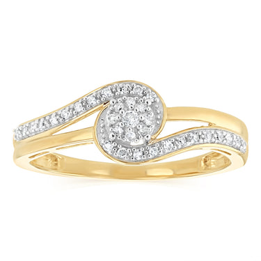 1/10 Carat Diamond Ring in 9ct Yellow Gold