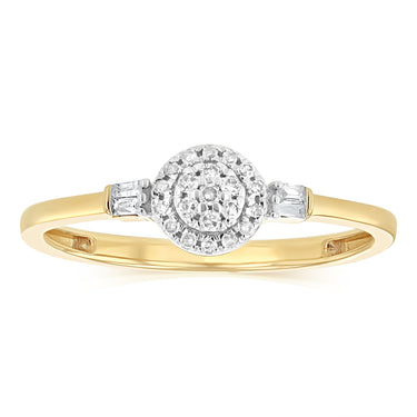 1/10 Carat Diamond Ring in 9ct Yellow Gold