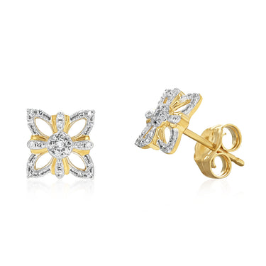 1/10 Carat Diamond Stud Earrings in 9ct Yellow Gold