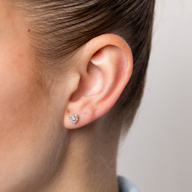 Diamond Heart Stud Earrings in 9ct Yellow Gold