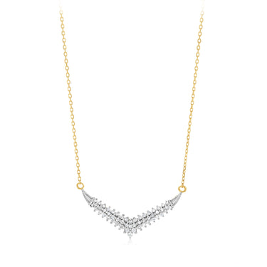 1/5 Carat Diamond Necklace in 9ct Yellow Gold on 43-48cm Adjustable Chain