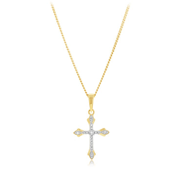 Diamond Cross Pendant in 9ct Yellow Gold