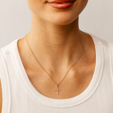 Diamond Cross Pendant in 9ct Yellow Gold