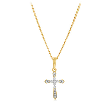 Diamond Cross Pendant in 9ct Yellow Gold