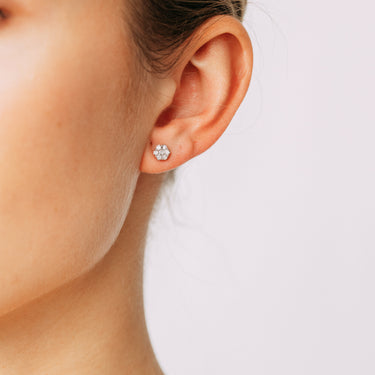 0.35 Carat Diamond Flower Stud Earrings in 10ct Yellow Gold