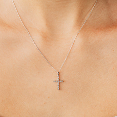 1/5 Carat Diamond Cross Pendant in 10ct White Gold