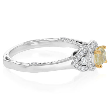 0.70 Carat Diamond Ring with Yellow Cushion Diamond in 18ct Yellow and White Gold