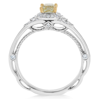 0.70 Carat Diamond Ring with Yellow Cushion Diamond in 18ct Yellow and White Gold